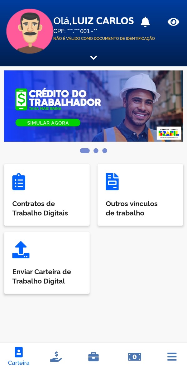 aplicativo Carteira de Trabalho Digital